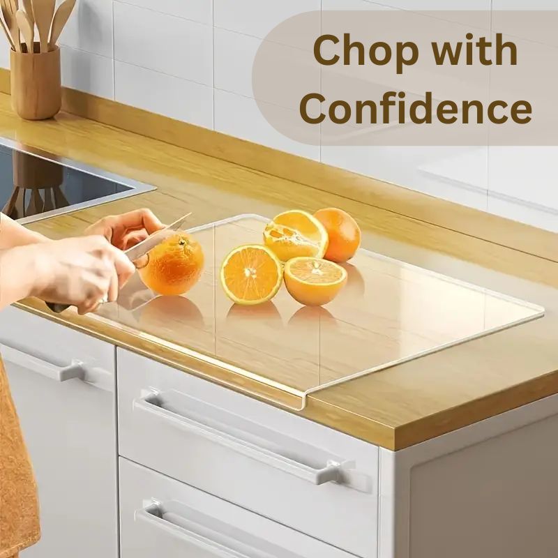 Clear Cutting Board with Counter Lip | Non-Slip, Food-Grade Acrylic for Stylish Meal Prep and Serving