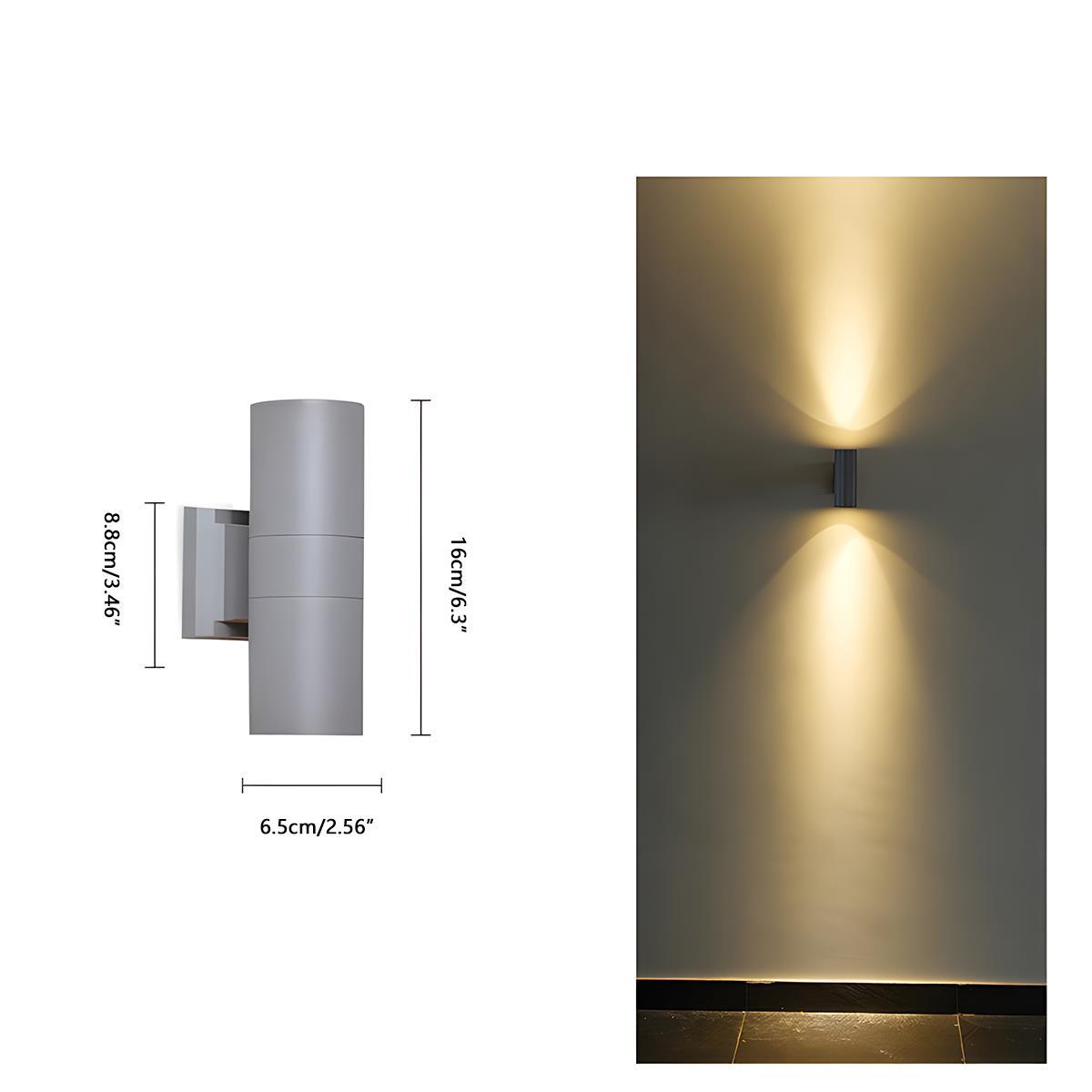 Cylinder Waterproof Outdoor Up and Down LED Wall Lights | Exterior lighting fixtures |  Modern Exterior Wall Sconce lights, IP65 Rated & Ideal for Porch, Patio, and Garden Use