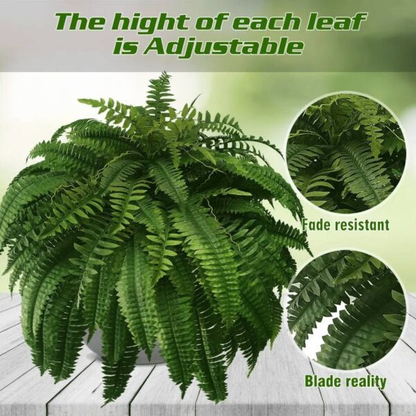 UV-Resistant Lifelike Artificial Boston Fern | Realistic Faux Plant for Indoor & Outdoor Decor, No Maintenance Required