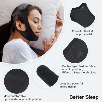 Anti Snoring Chin Strap | Adjustable, Breathable Fabric for Sleep Apnea Relief and Better Sleep Quality