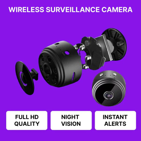 Mini Wireless Security Camera | HD 1080p, Night Vision & Motion Detection for Home and Office Surveillance