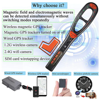 GPS Tracker Detector | High-Sensitivity RF Signal Detection with Free Tube for Privacy Protection at Home, Office & Travel