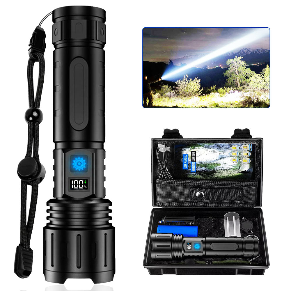 Brightest LED Flashlight | 100,000 Lumens, Waterproof & Rechargeable for Outdoor Adventures