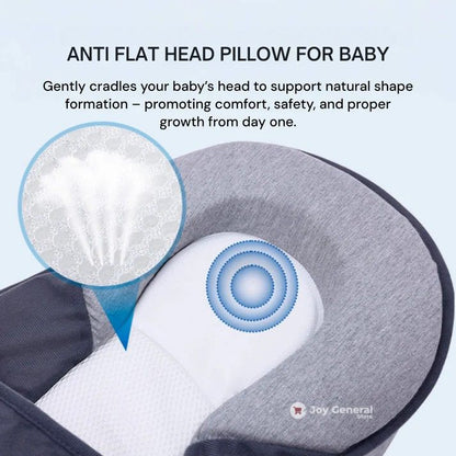 Anti Roll Baby Reflux Pillow Bed – Sleep Pod Infant Nest with 15° Wedge | Portable Anti-Reflux & Flat Head Pillow for Baby