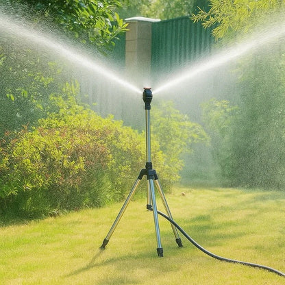 High Pressure Rotating Tripod Sprinkler | 360° Coverage, Adjustable Height & Ideal for Gardens and Lawns
