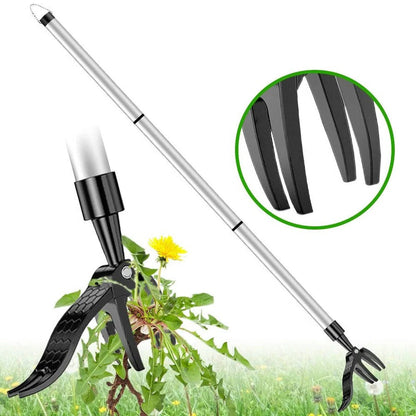 Stand Up Weed Puller Tool | Ergonomic Long Handle with 4 Claw Root Removal for Easy Gardening and Lawn Maintenance