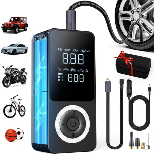 Portable Tire Inflator | Fast Inflation, Auto Shut-Off & Built-In Light for Cars and Inflatables