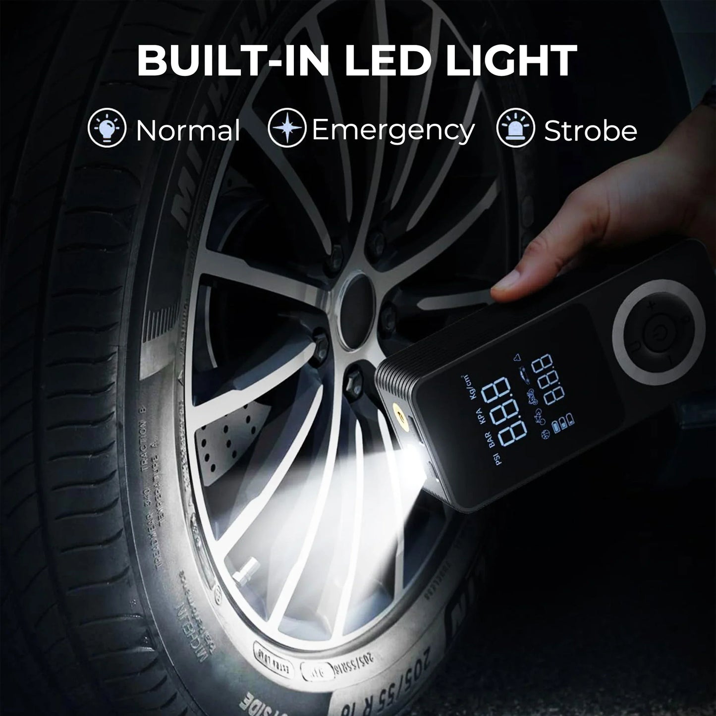 Portable Tire Inflator | Fast Inflation, Auto Shut-Off & Built-In Light for Cars and Inflatables