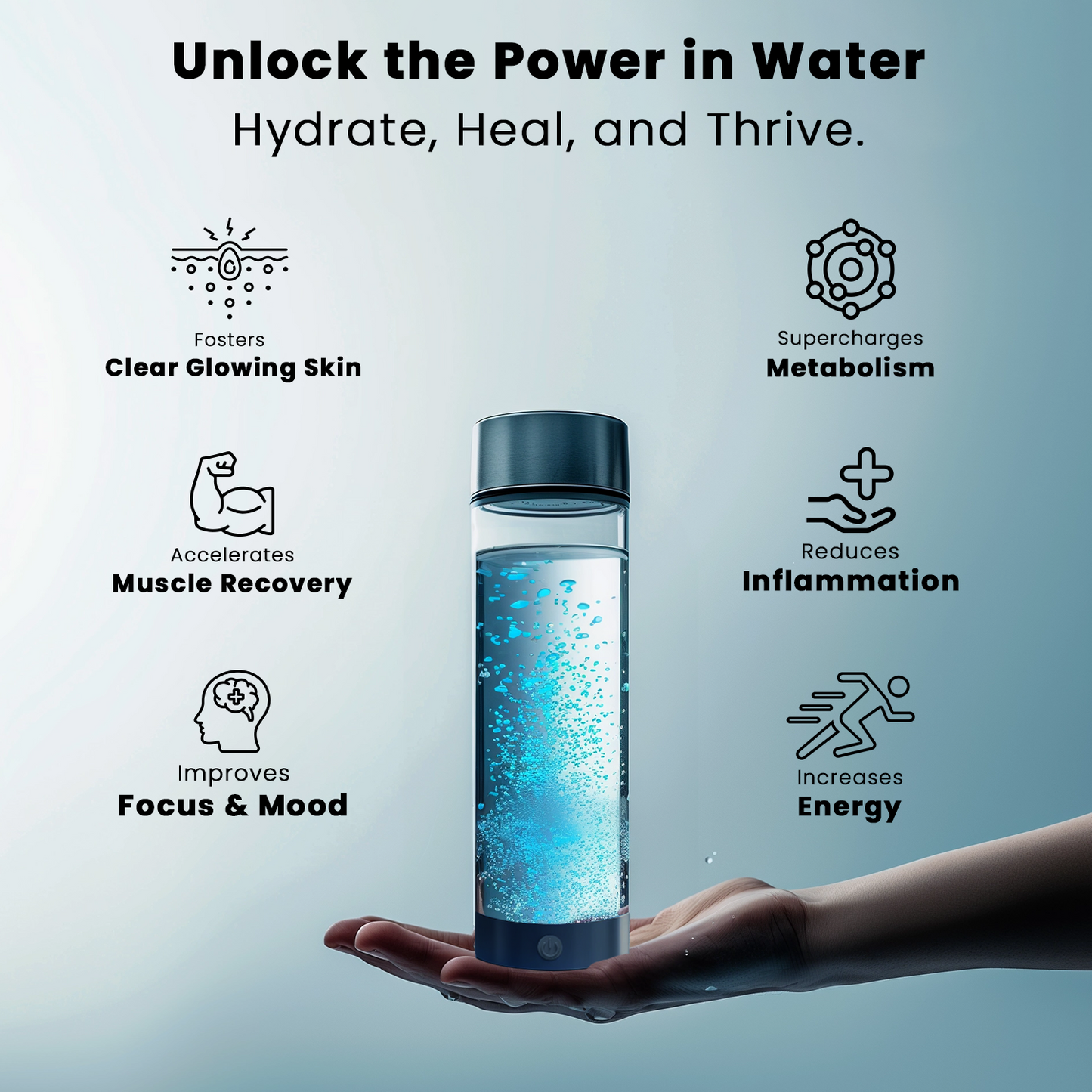 Hydrogen Water Bottle | USB Rechargeable, Anti-Inflammatory & Perfect for Daily Hydration and Wellness