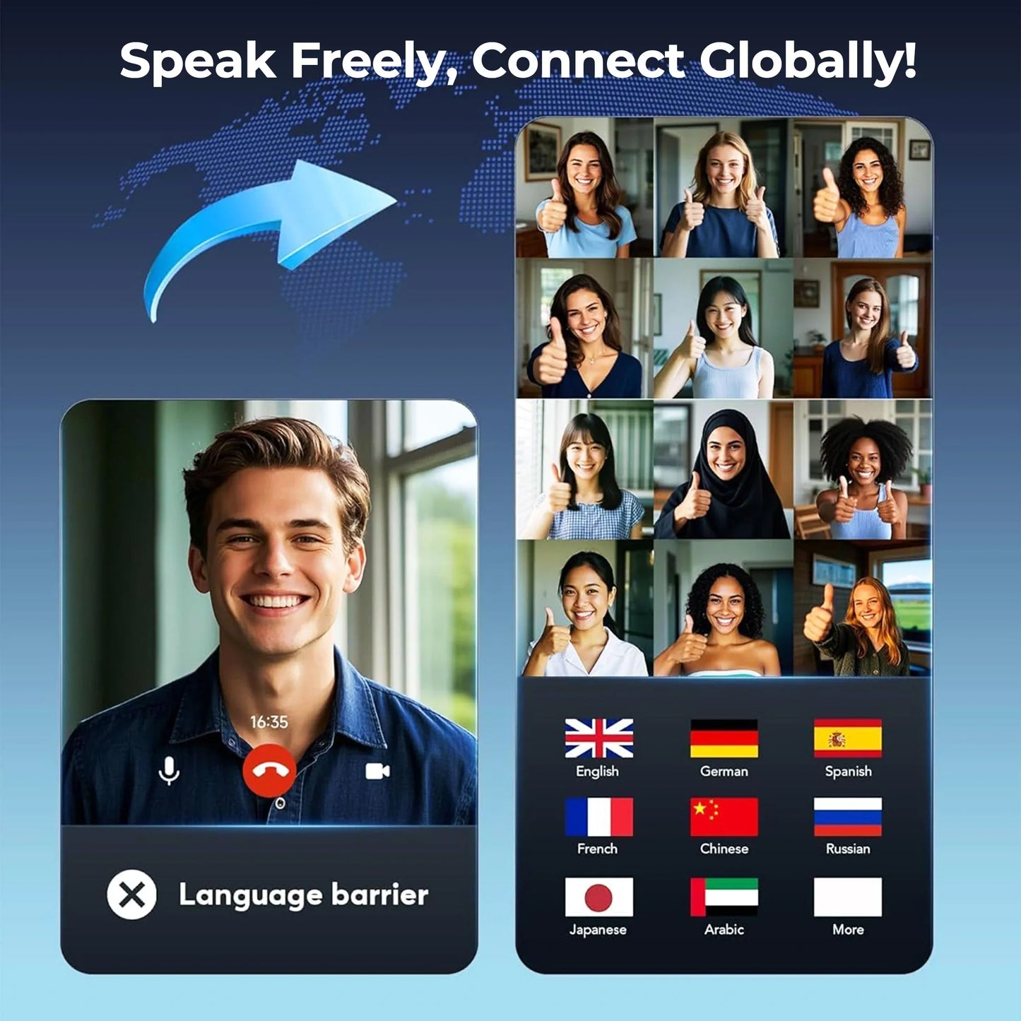 Smart Translation Earbuds | Real-Time AI Translation, Compact Design & Ideal for Travel and Business Communication