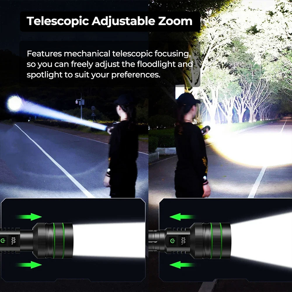 Brightest LED Flashlight | 100,000 Lumens, Waterproof & Rechargeable for Outdoor Adventures