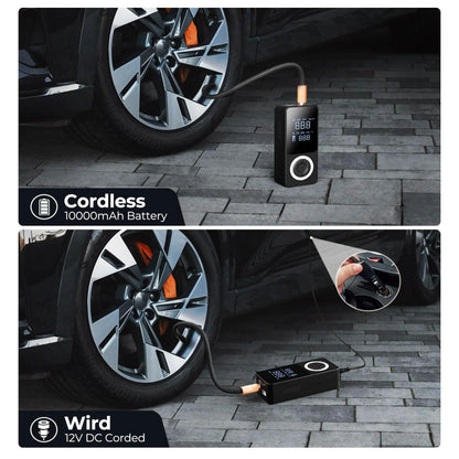 Portable Tire Inflator | Fast Inflation, Auto Shut-Off & Built-In Light for Cars and Inflatables