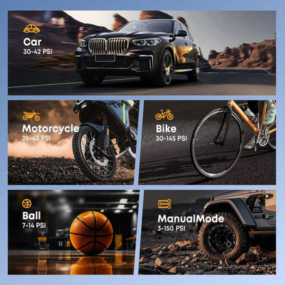 Portable Tire Inflator | Fast Inflation, Auto Shut-Off & Built-In Light for Cars and Inflatables