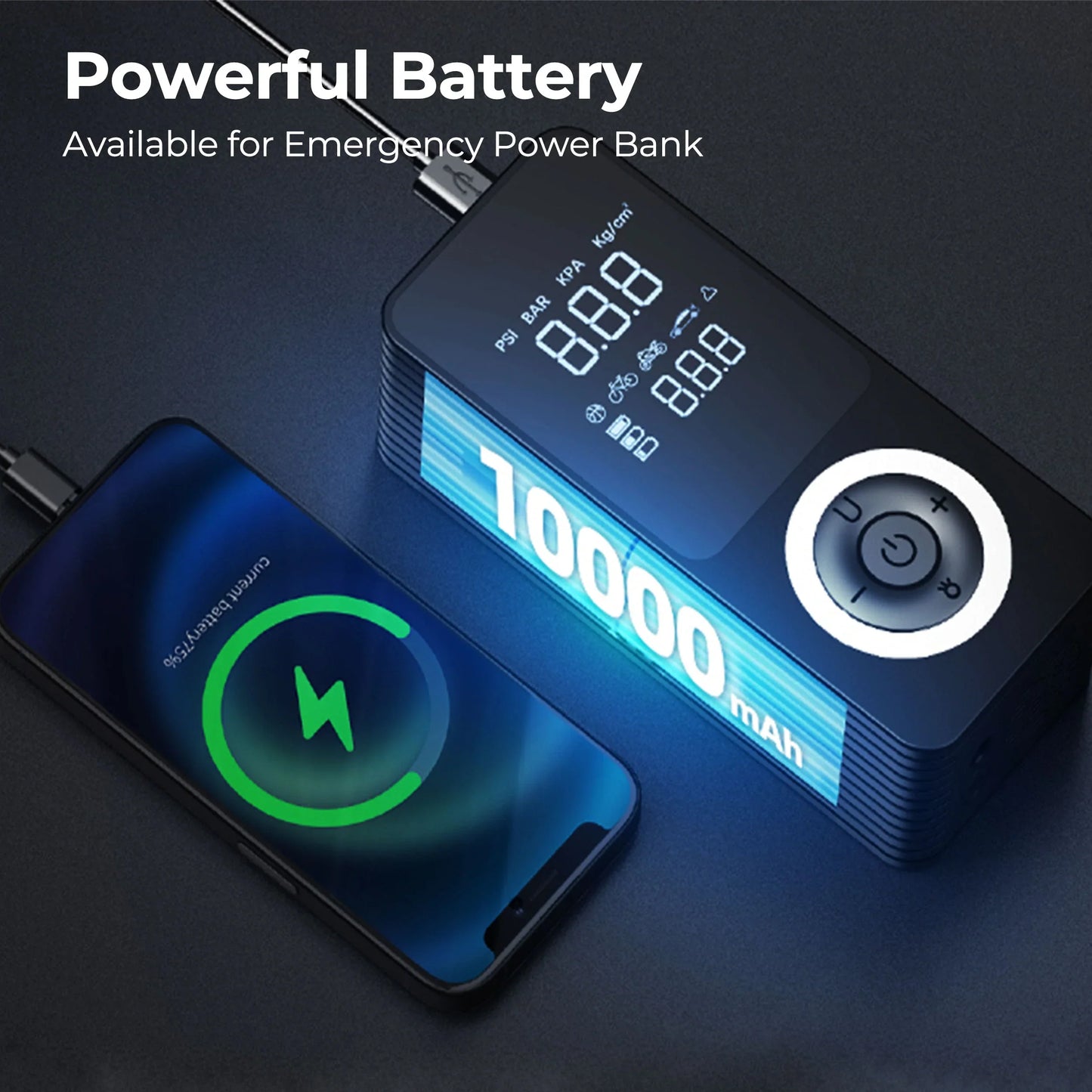 Portable Tire Inflator | Fast Inflation, Auto Shut-Off & Built-In Light for Cars and Inflatables