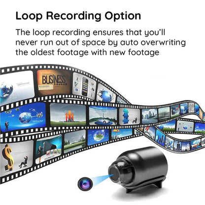 Mini Wireless Security Camera | 1080p HD, Motion Detection & Night Vision for Home and Office Monitoring