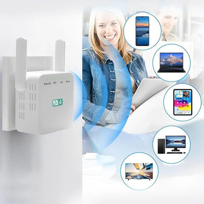 Long-Range WiFi Repeater | Dual Antenna, 300Mbps Speed & Ideal for Multi-Room Homes and Large Spaces