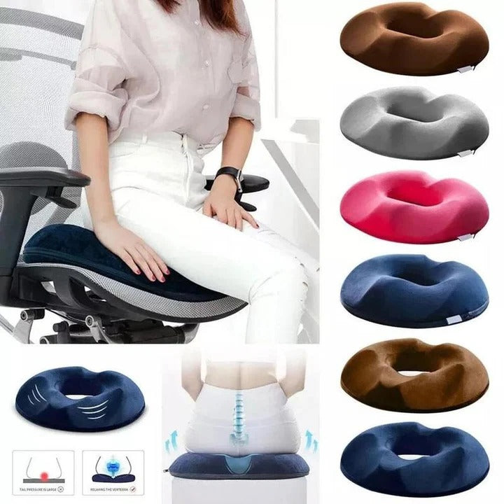 Ergonomic Donut-Shaped Memory Foam Cushion | Pain Relief for Hemorrhoids, Coccyx & Tailbone Discomfort at Home or Office