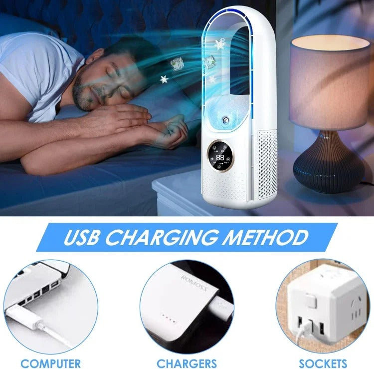 Blade-Free Silent Portable Air Conditioner | USB-Powered, Compact & Ideal for Home and Office Use