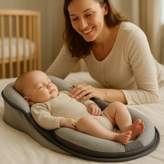 Anti Roll Baby Reflux Pillow Bed – Sleep Pod Infant Nest with 15° Wedge | Portable Anti-Reflux & Flat Head Pillow for Baby