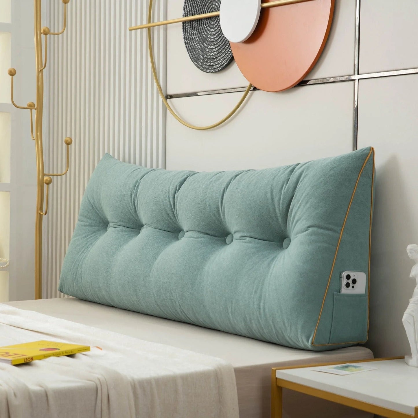 Ergonomic Wedge Pillow | Back & Neck Support, Removable Cover & Ideal for Bed or Sofa Relaxation - Headboard pillow