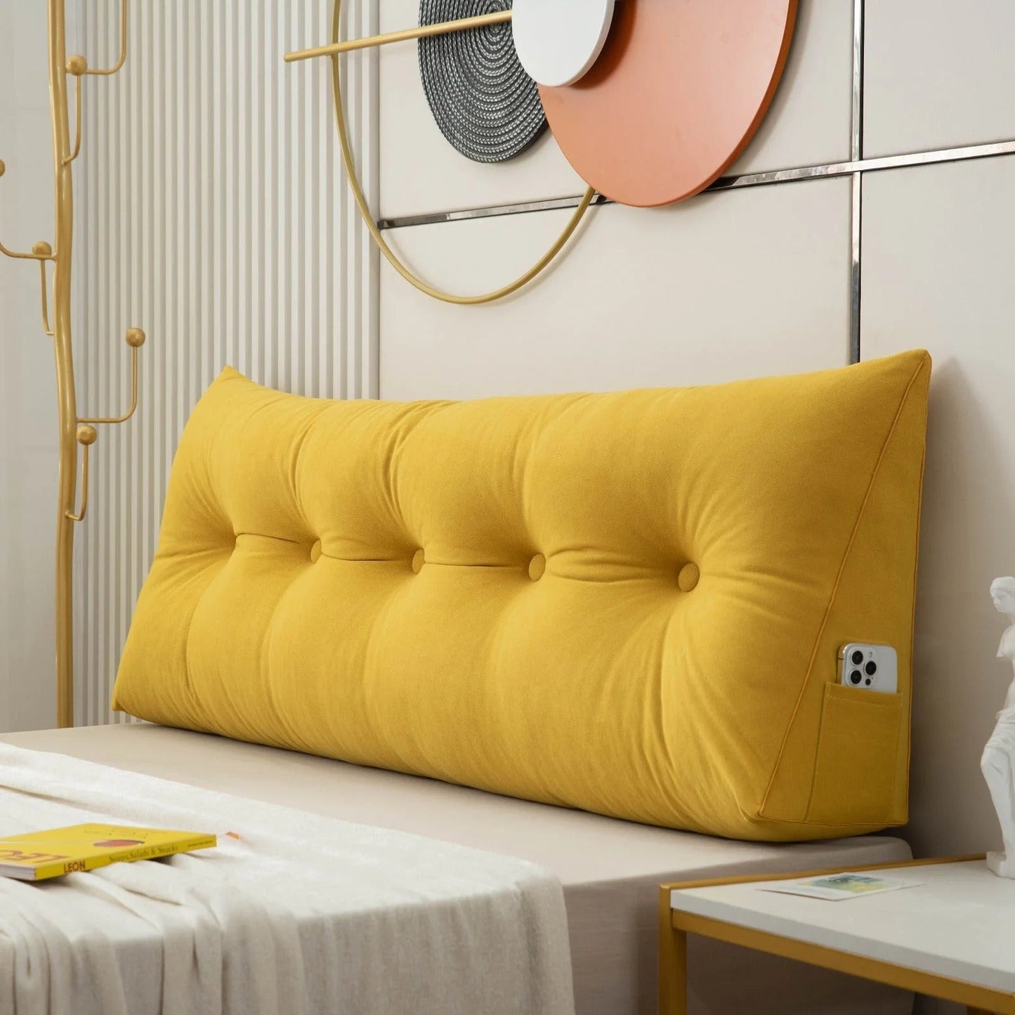 Ergonomic Wedge Pillow | Back & Neck Support, Removable Cover & Ideal for Bed or Sofa Relaxation - Headboard pillow