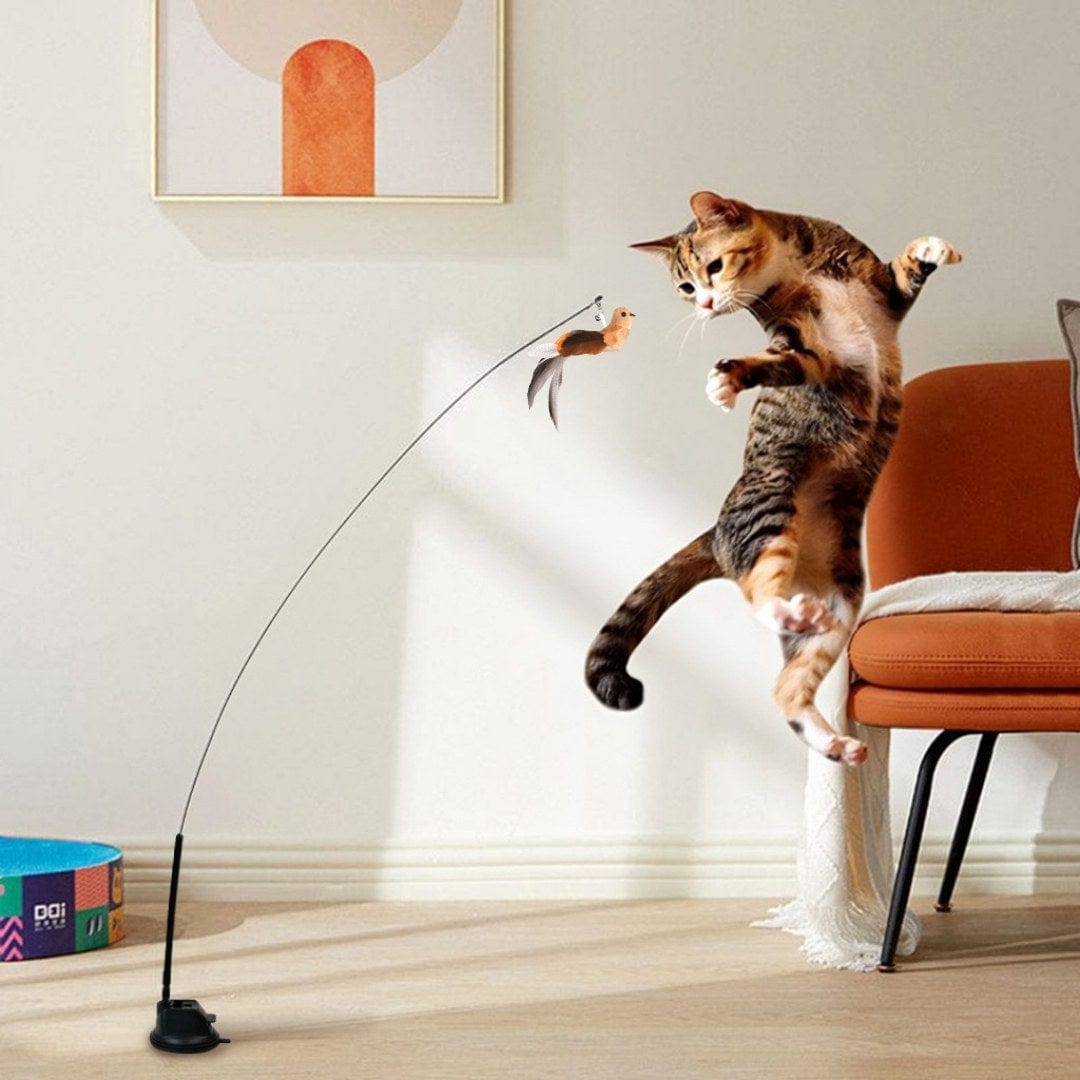 Interactive Bird Simulation Cat Toy Set | Self-Holding Suction Base & Engaging for Indoor Play | Most Interactive Cat Toys & Most Entertaining Cat Toys