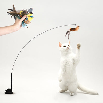 Interactive Bird Simulation Cat Toy Set | Self-Holding Suction Base & Engaging for Indoor Play | Most Interactive Cat Toys & Most Entertaining Cat Toys