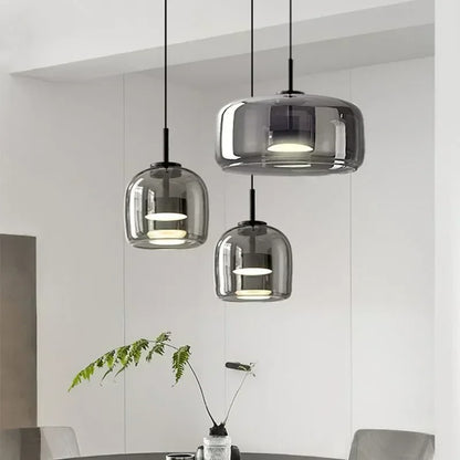 Glass Pendant Lamp | Smoked Dome, Metal Accents & Adjustable Height for Modern Home Decor | Canadian lighting