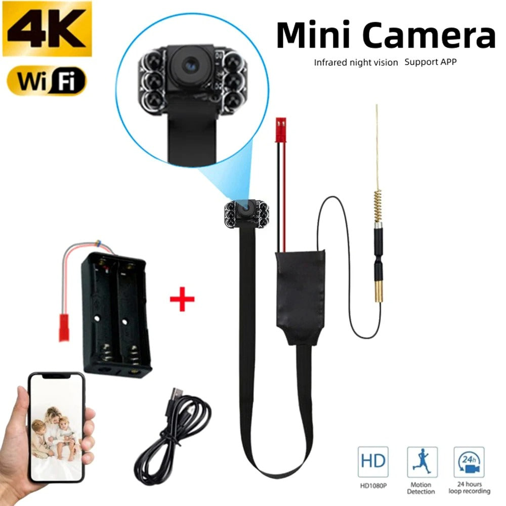 Nano 4K DIY WiFi Nanny Cam Kit | Ultra HD, Motion Activated & Concealed Body Hidden Security Cameras for Home Surveillance