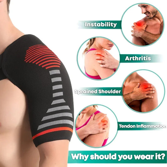 Shoulder Stabilizing Brace | Breathable Compression Support for Pain Relief & Recovery from Injuries - shoulder compression sleeve