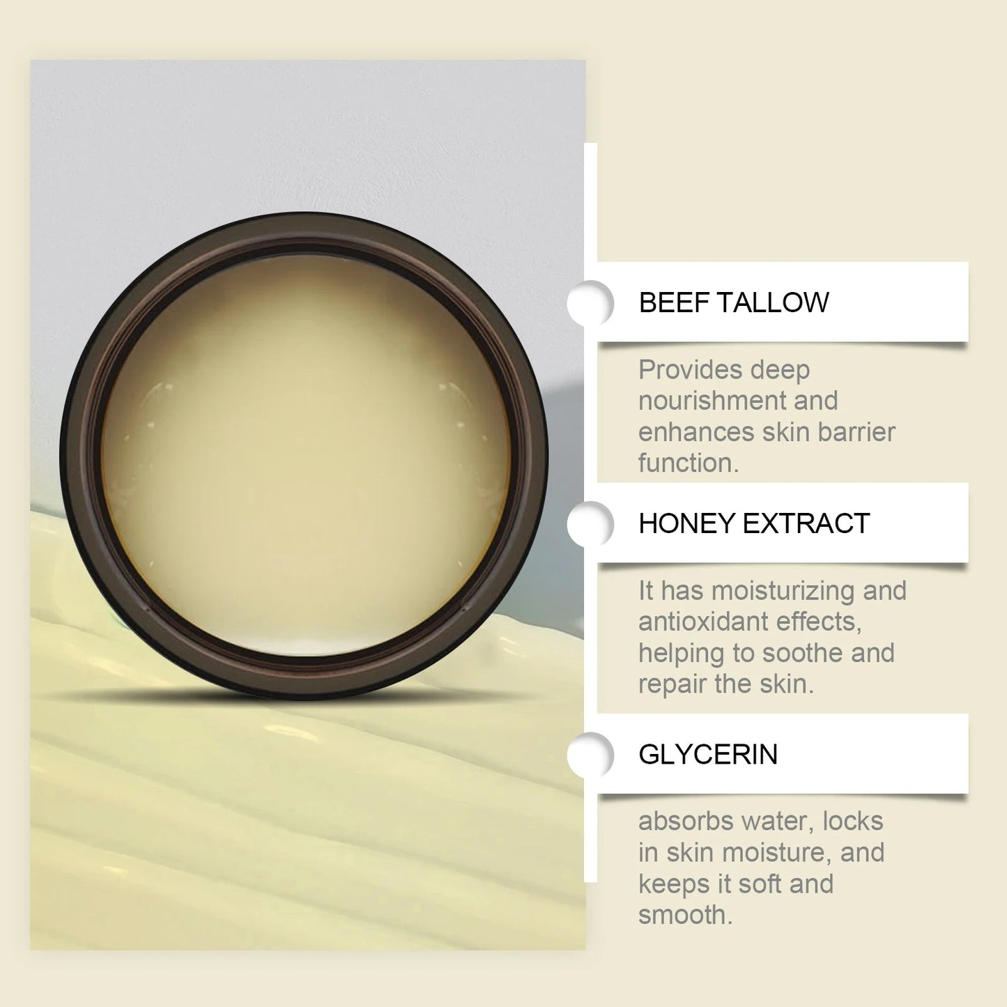 TallowLuxe™ Natural Beef Tallow for Skin, Face & Body Cream – Anti-Aging Beef Tallow Moisturizer Balm | Before and After Skincare Results for Damaged Skin