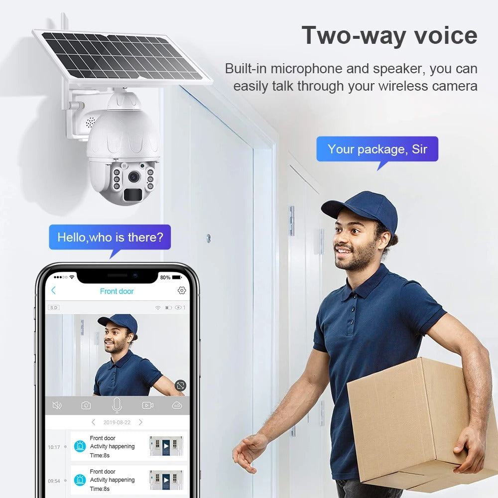 Solar Powered 4G Security Camera | HD 1080p, Rotating Lens & Waterproof for Remote Surveillance and Outdoor Monitoring