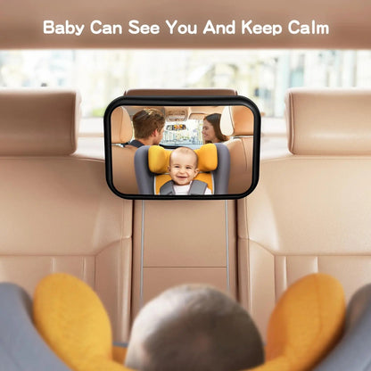 Stable Baby Car Mirror for Portable Car Seat & Booster for Childrens - 360° Wide View, Shatterproof & Easy Install Headrest Monitor