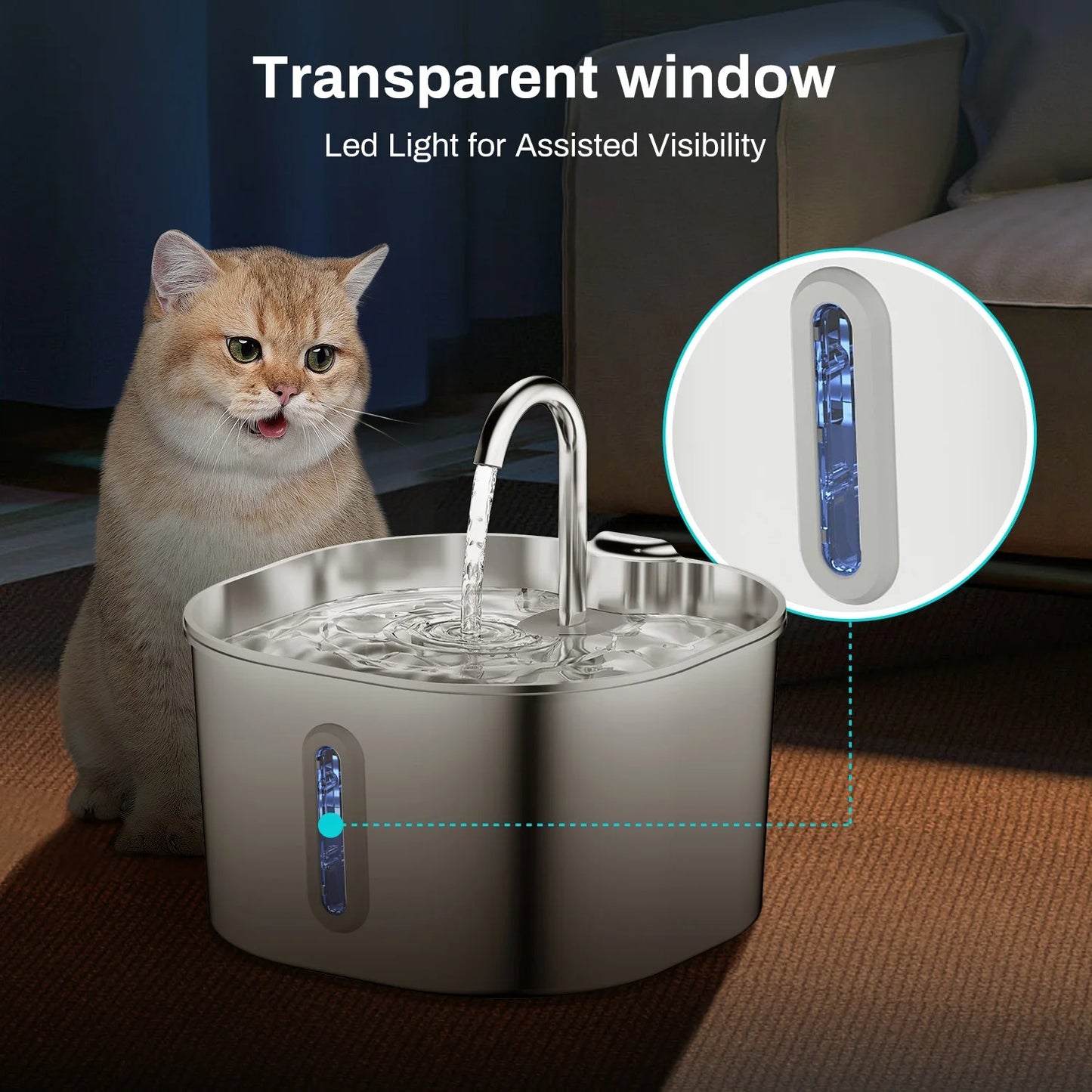 Stainless Steel Cat Water Fountain | BPA-Free Cat Water Fountain with Advanced Multi-Layer Filtration, Ideal Water Drinking Fountain for Cats & Catit Water Fountain for Cats and Dogs