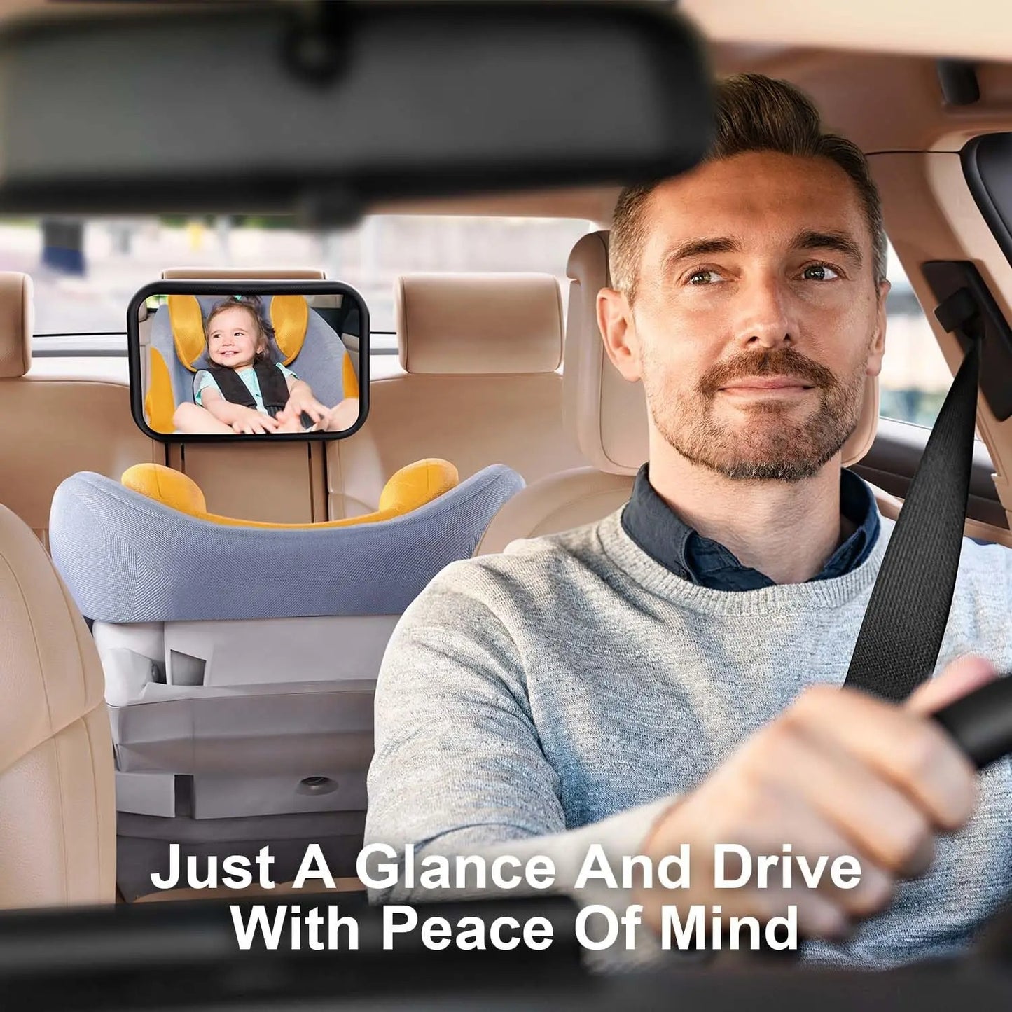 Stable Baby Car Mirror for Portable Car Seat & Booster for Childrens - 360° Wide View, Shatterproof & Easy Install Headrest Monitor