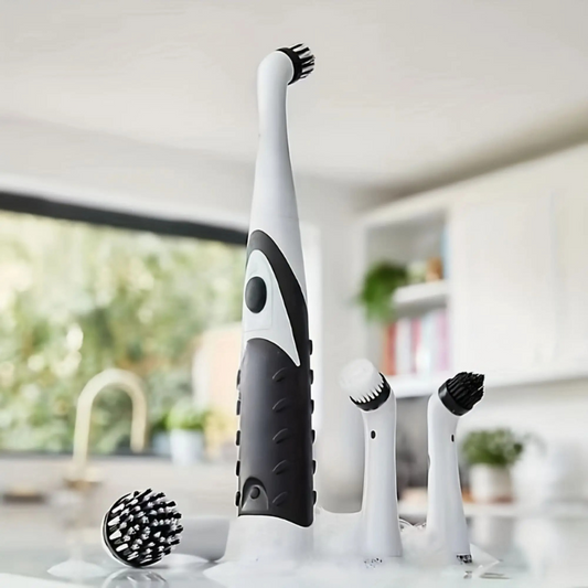 Sonic Cleaning Brush | Versatile with 4 Replaceable Heads & Effortless Grime Removal for Homeowners