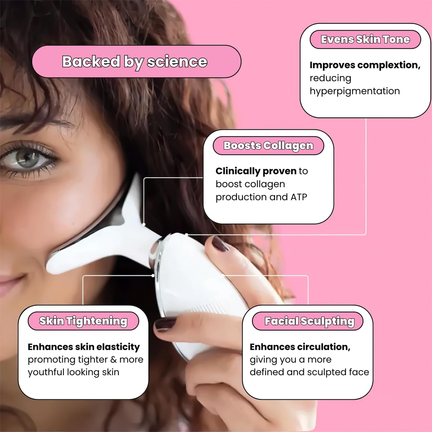 Infrared Red Light Therapy LED Light Skin & Neck Sculptor | 7-in-1 Anti-Aging Device with Microcurrent & Vibration for Home Skincare | red light therapy at home