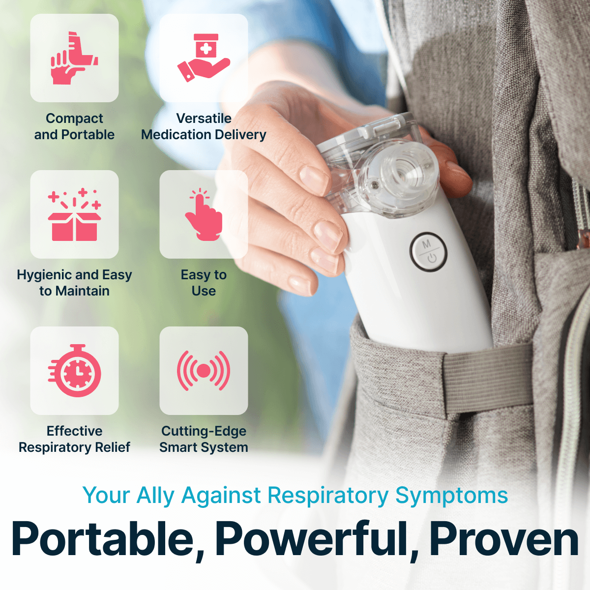 Portable Mesh Nebulizer for Cough | Compact, Rechargeable & Easy to Use for Respiratory Relief in Infants and Adults