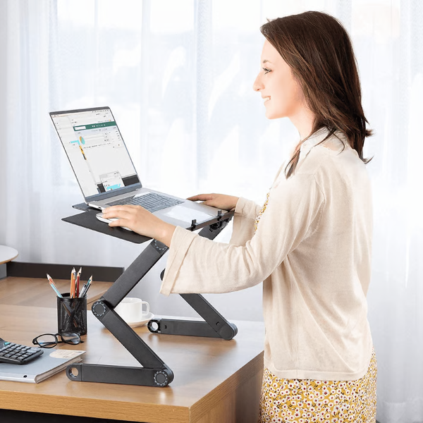 Adjustable Laptop Stand for Desk | 360-Degree Flexibility, Ventilation Holes & Ideal for Home Office or Couch Use