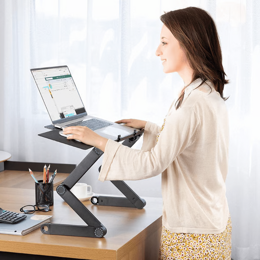 Adjustable Laptop Stand for Desk | 360-Degree Flexibility, Ventilation Holes & Ideal for Home Office or Couch Use