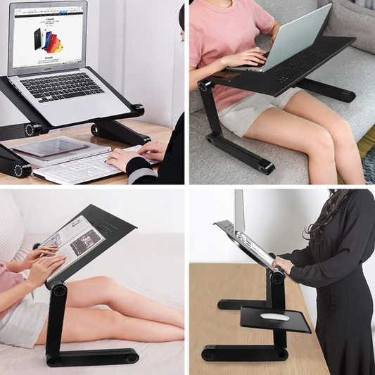 Adjustable Laptop Stand for Desk | 360-Degree Flexibility, Ventilation Holes & Ideal for Home Office or Couch Use