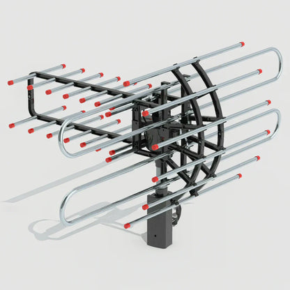 Outdoor Long Range 500+ Mile TV Antenna | UHF/VHF/FM, 360-Degree Motorized Rotation & Dual TV Output for Crystal Clear HD Channels