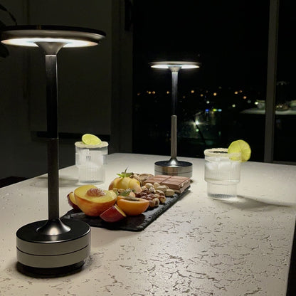 Cordless Metallic Table Lamp | Dimmable, Water-Resistant & Adjustable Light for Indoor and Outdoor Use