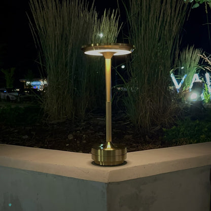 Cordless Metallic Table Lamp | Dimmable, Water-Resistant & Adjustable Light for Indoor and Outdoor Use