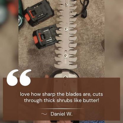 Cordless Hedge & Shrub Trimmer | 2-in-1 Cutting Heads, Lightweight & Ergonomic for Effortless Garden Maintenance