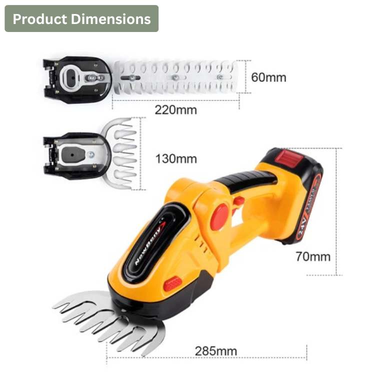 Cordless Hedge & Shrub Trimmer | 2-in-1 Cutting Heads, Lightweight & Ergonomic for Effortless Garden Maintenance