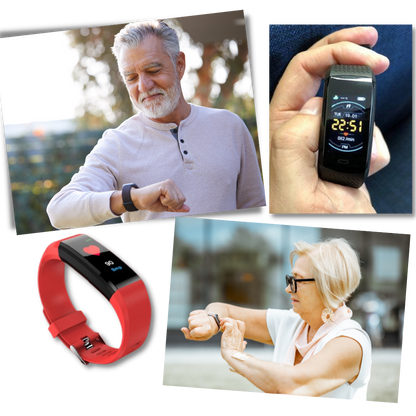 Step Counter Watch for Seniors | Smart Bracelet Easy-to-Read Display, Health Tracking & Long Battery Smartwatch