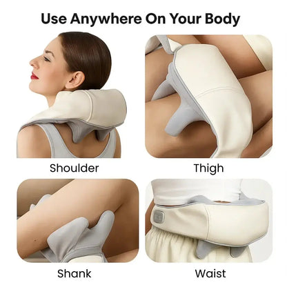Neck, Back & Shoulder Massager with Heat | Cordless & Rechargeable Deep Kneading | Hands-Free Design