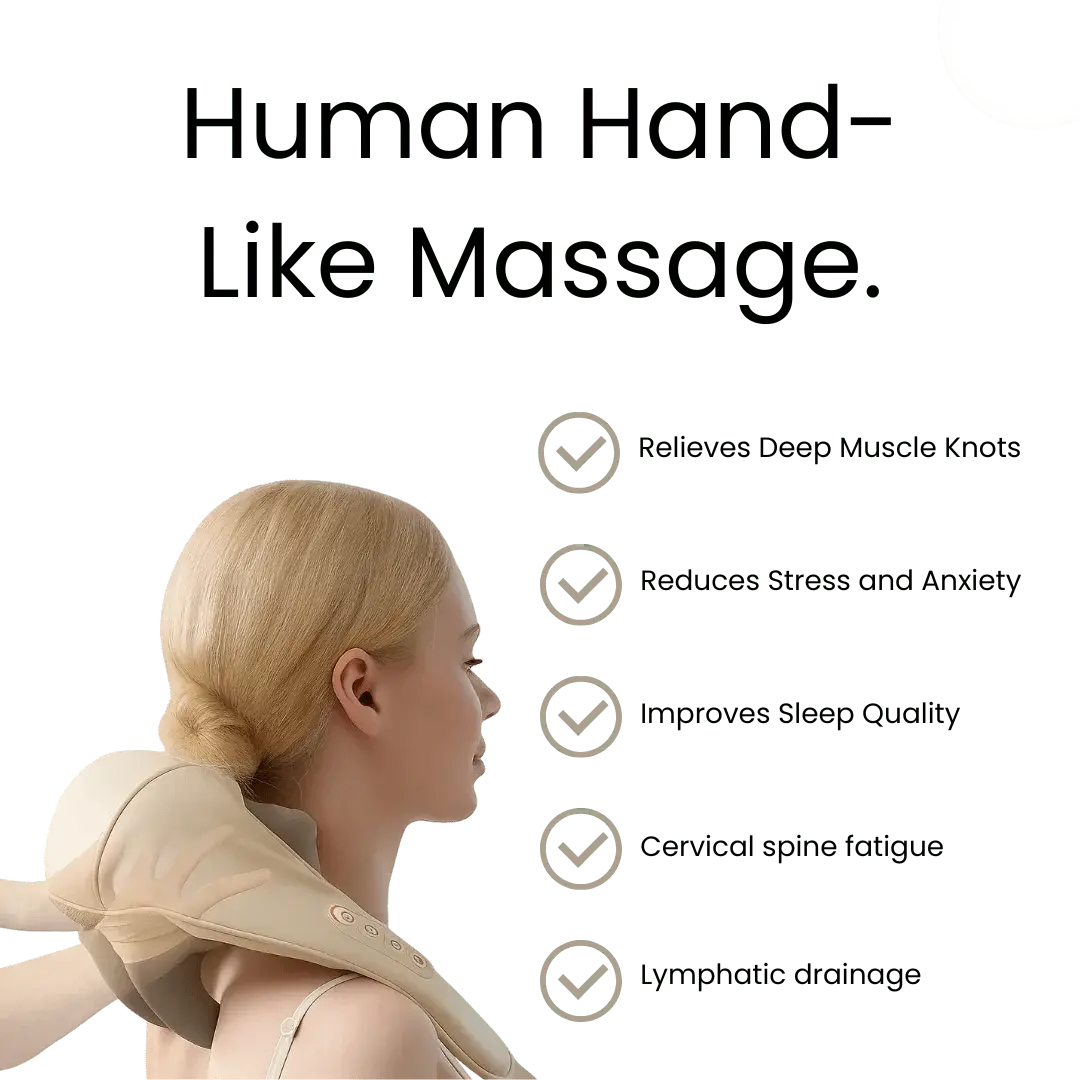 Neck, Back & Shoulder Massager with Heat | Cordless & Rechargeable Deep Kneading | Hands-Free Design