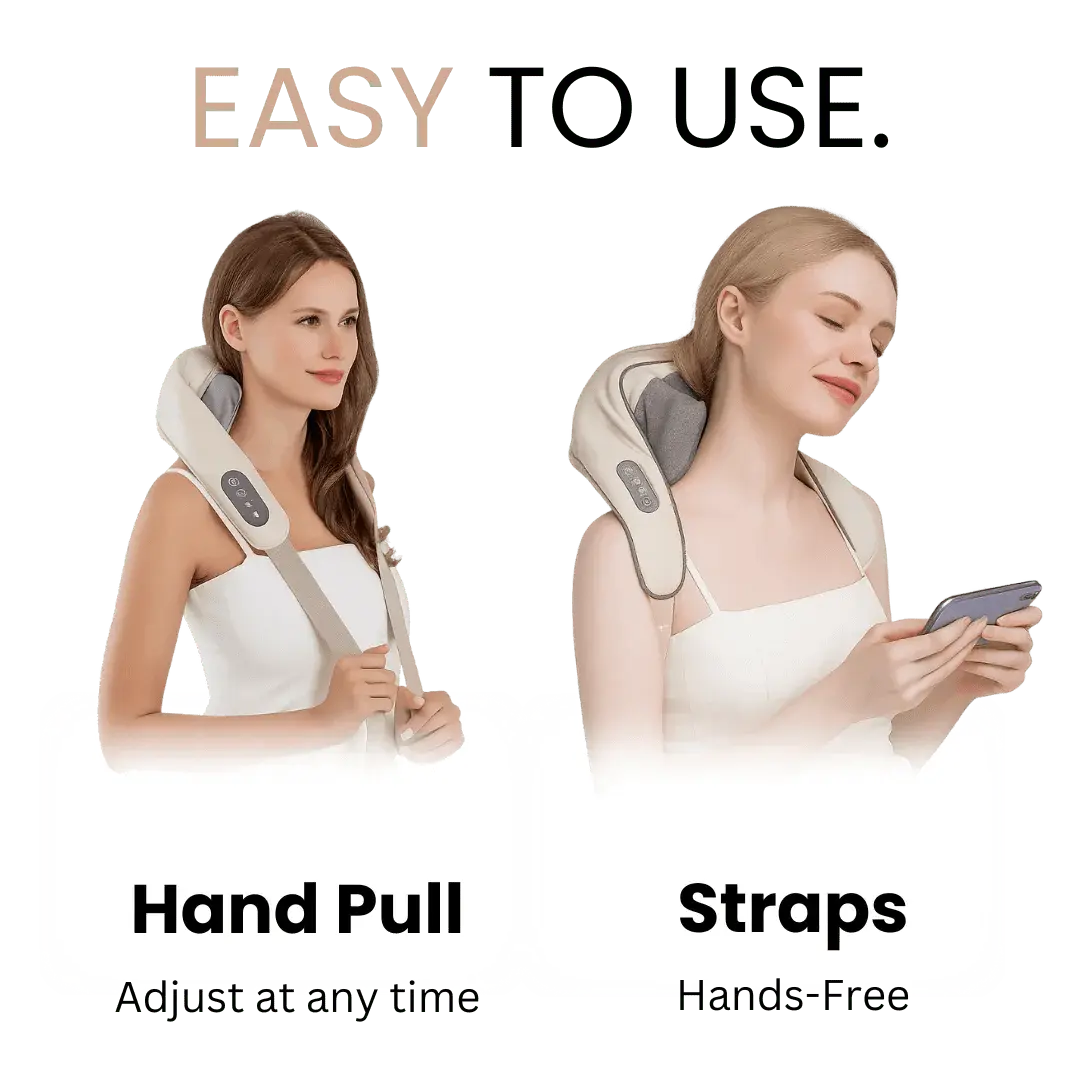 Neck, Back & Shoulder Massager with Heat | Cordless & Rechargeable Deep Kneading | Hands-Free Design